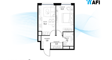 1-к. квартира, 40&nbsp;м²