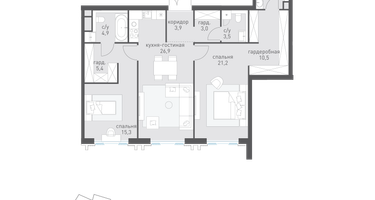 2-к. квартира, 100 м²