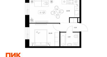1-к. квартира, 34 м²