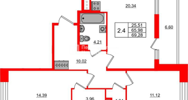 2-к. квартира, 65&nbsp;м²