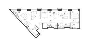 4-к. квартира, 114&nbsp;м²