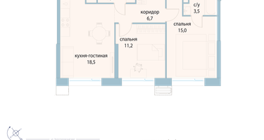 2-к. квартира, 58 м²