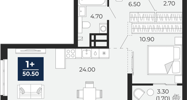 1-к. квартира, 48&nbsp;м²