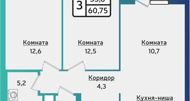 3-к. квартира, 60&nbsp;м²