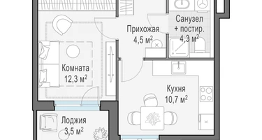 1-к. квартира, 33&nbsp;м²