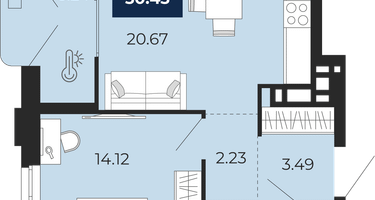 1-к. квартира, 50&nbsp;м²