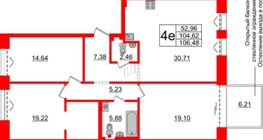 3-к. квартира, 104&nbsp;м²