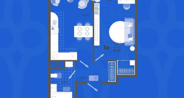 1-к. квартира, 44&nbsp;м²