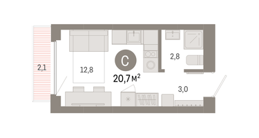 Студия, 20&nbsp;м²