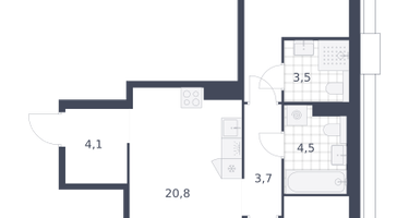 2-к. квартира, 66 м²
