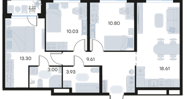 3-к. квартира, 70&nbsp;м²