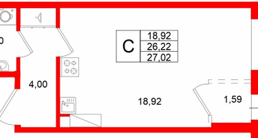Студия, 26 м²