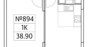 1-к. квартира, 38 м²