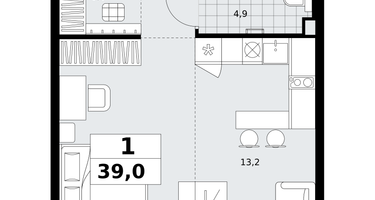 Студия, 39&nbsp;м²