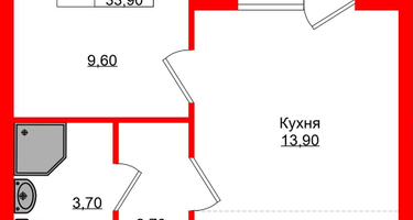 1-к. квартира, 31&nbsp;м²