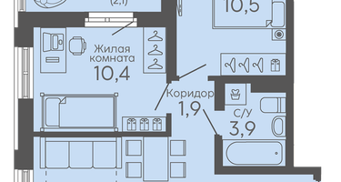 2-к. квартира, 47 м²