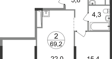 2-к. квартира, 69 м²