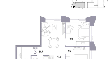 3-к. квартира, 50 м²