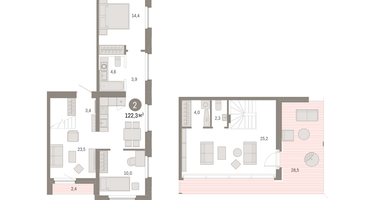 2-к. квартира, 122&nbsp;м²