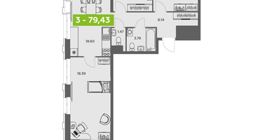 Студия, 79 м²