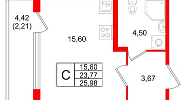 Студия, 25&nbsp;м²