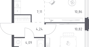 Студия, 37&nbsp;м²