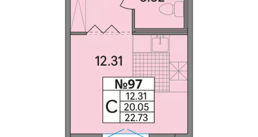 Студия, 22&nbsp;м²