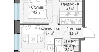 1-к. квартира, 28&nbsp;м²