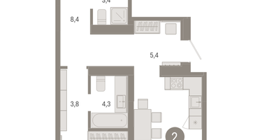 2-к. квартира, 70 м²