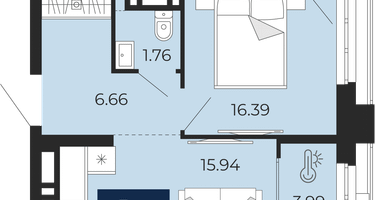 1-к. квартира, 49&nbsp;м²