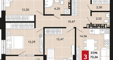 3-к. квартира, 76&nbsp;м²