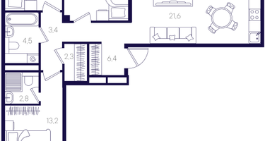 3-к. квартира, 84&nbsp;м²