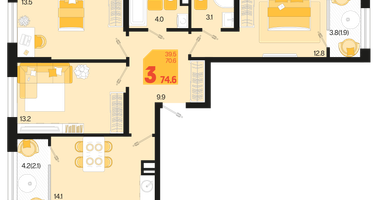 3-к. квартира, 70&nbsp;м²