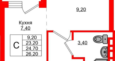 Студия, 24&nbsp;м²