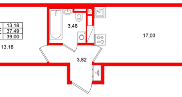 1-к. квартира, 37 м²