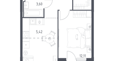 Студия, 43&nbsp;м²