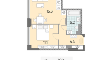 Студия, 39&nbsp;м²