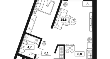 1-к. квартира, 59&nbsp;м²