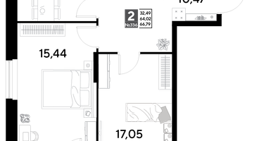 2-к. квартира, 66&nbsp;м²