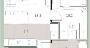 1-к. квартира, 41&nbsp;м²