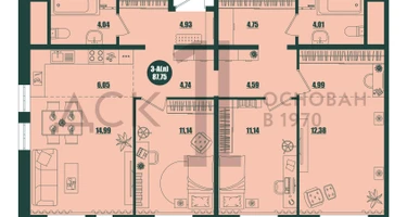 3-к. квартира, 87&nbsp;м²