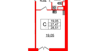 Студия, 28&nbsp;м²