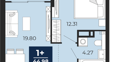1-к. квартира, 42&nbsp;м²