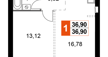 1-к. квартира, 36&nbsp;м²