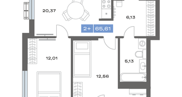 2-к. квартира, 60 м²