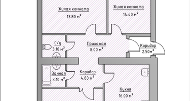 3-к. квартира, 89&nbsp;м²