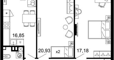 2-к. квартира, 71&nbsp;м²