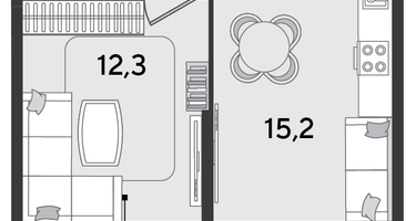 1-к. квартира, 36&nbsp;м²
