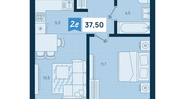 2-к. квартира, 37&nbsp;м²