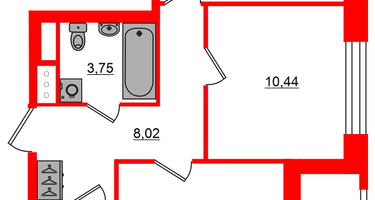 2-к. квартира, 55 м²